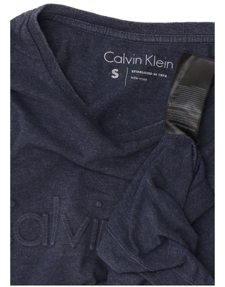 CALVIN KLEIN Top grafico da uomo a maniche lunghe piccolo in cotone blu navy