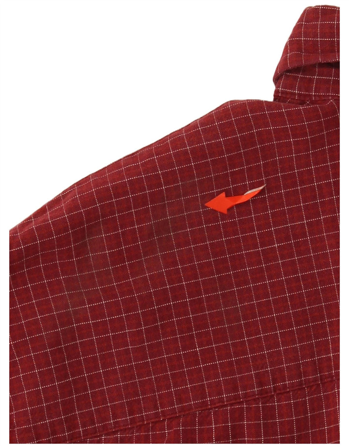 J. CREW Camicia da uomo in flanella di cotone a quadri bordeaux medio