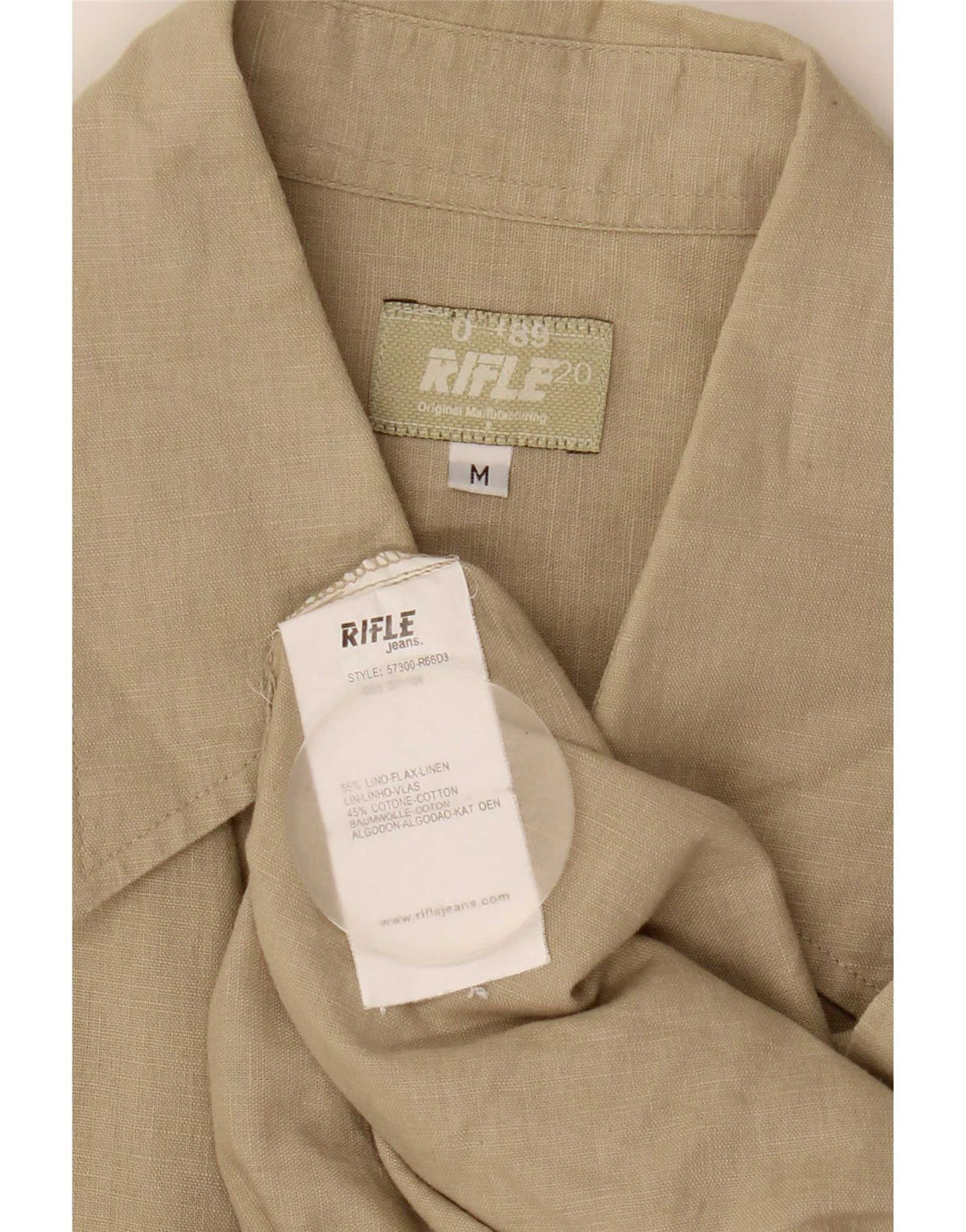 Camicia da uomo Rifle in lino beige medio