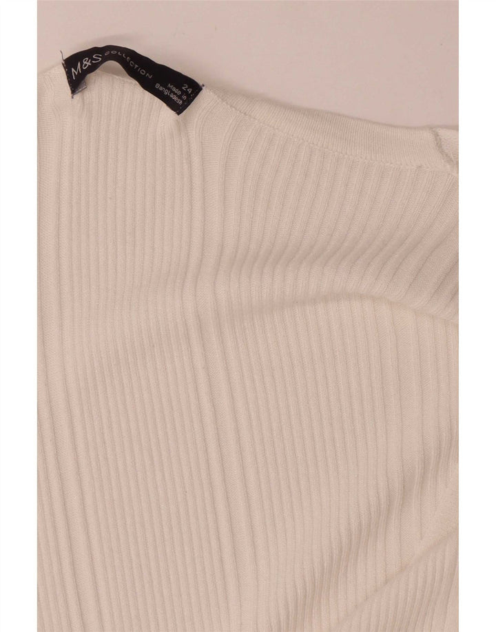 Maglione maglione con scollo a V da donna Marks & Spencer UK 24 4XL Bianco
