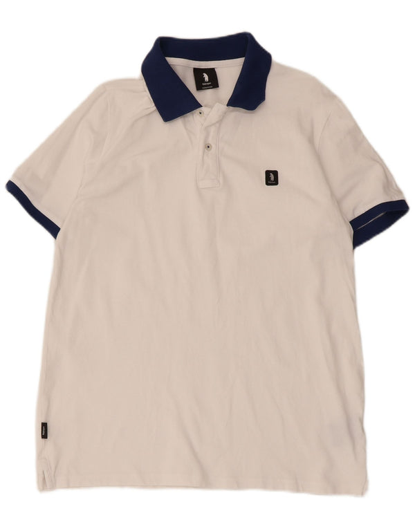 Polo da uomo Refrigue Small in cotone color block bianco