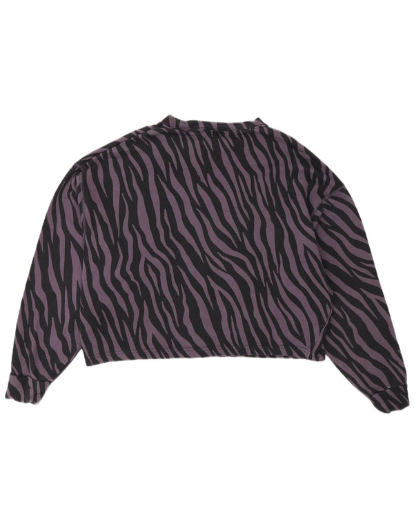Felpa corta da donna Nike, maglione UK 10, piccola stampa animale viola