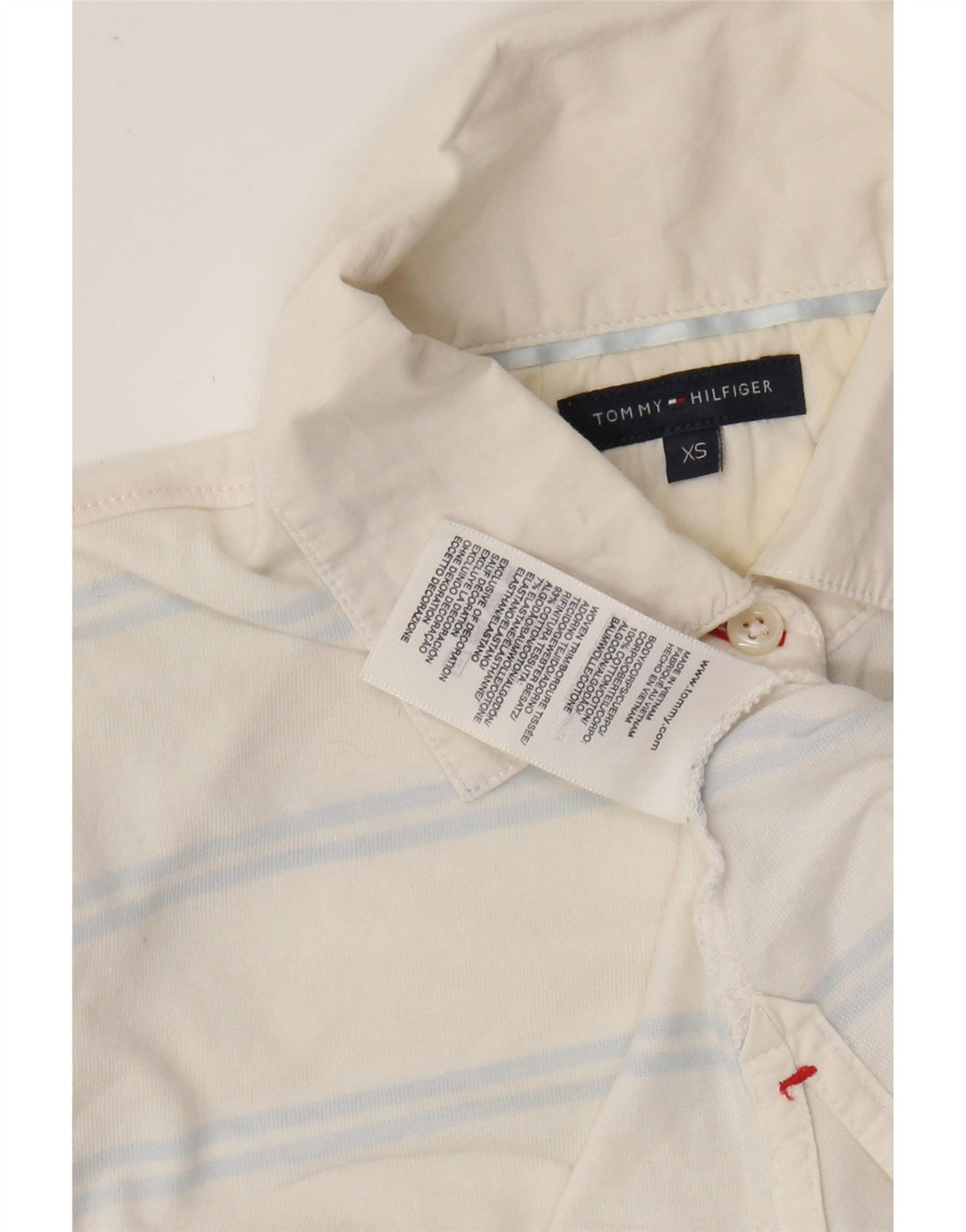 TOMMY HILFIGER Polo da donna UK 6 XS cotone a righe bianche