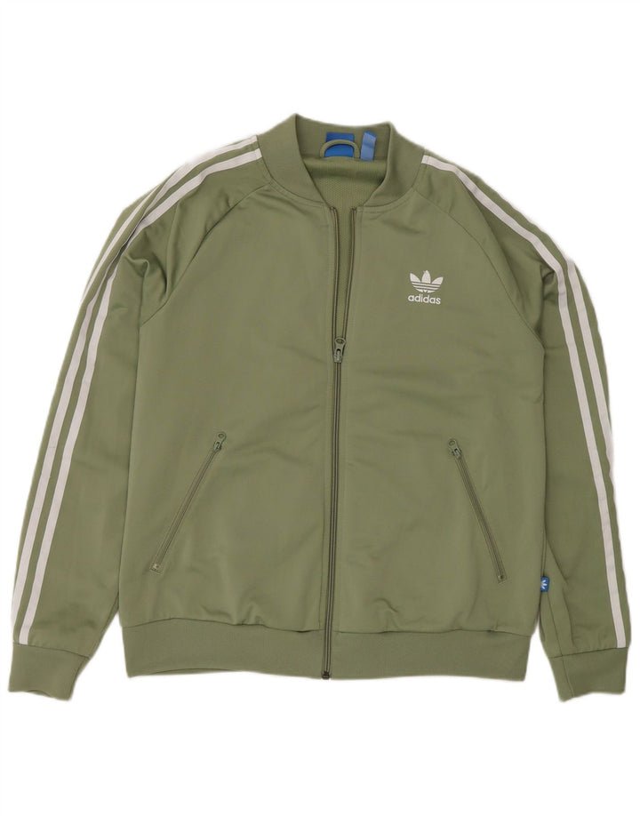 Giacca da ginnastica grafica da donna Adidas UK 16 grande poliestere verde