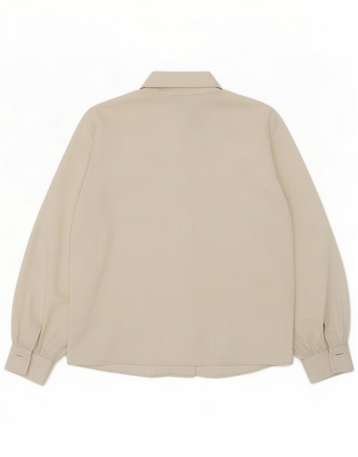 Zara camicia camicetta da donna UK 16 grande bianco poliestere