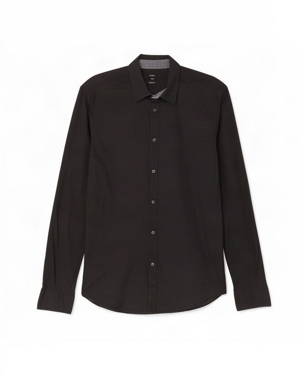 Camicia slim fit da uomo Diesel XL in cotone nero