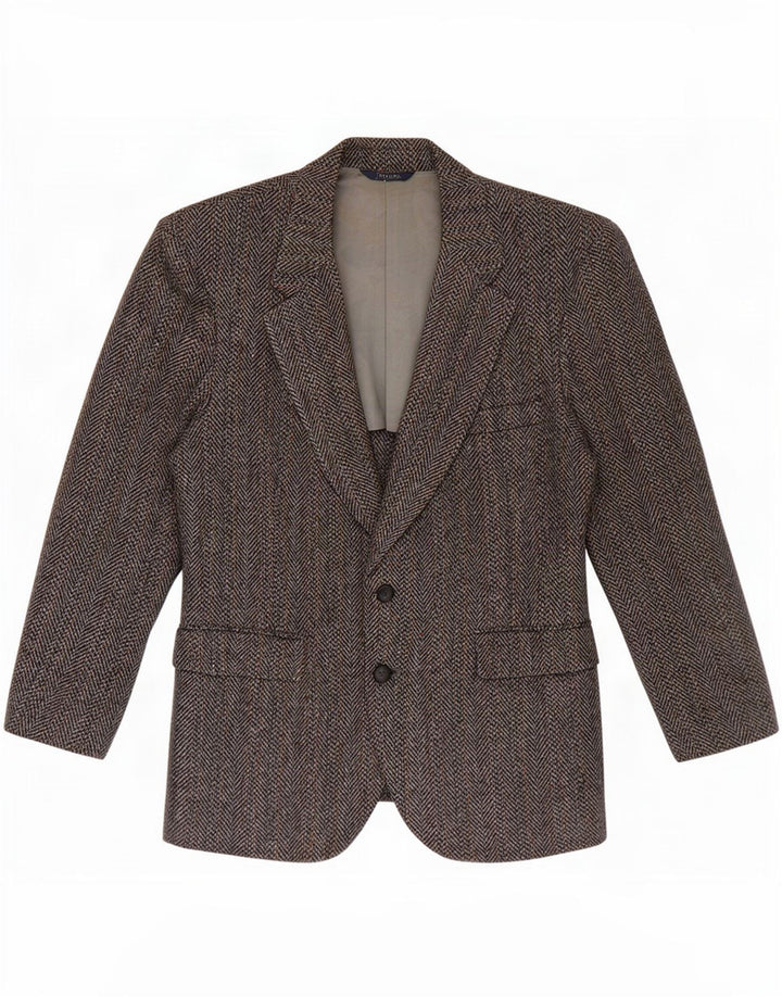 Giacca blazer corta da uomo Harris Tweed UK 42 Grigio medio a spina di pesce