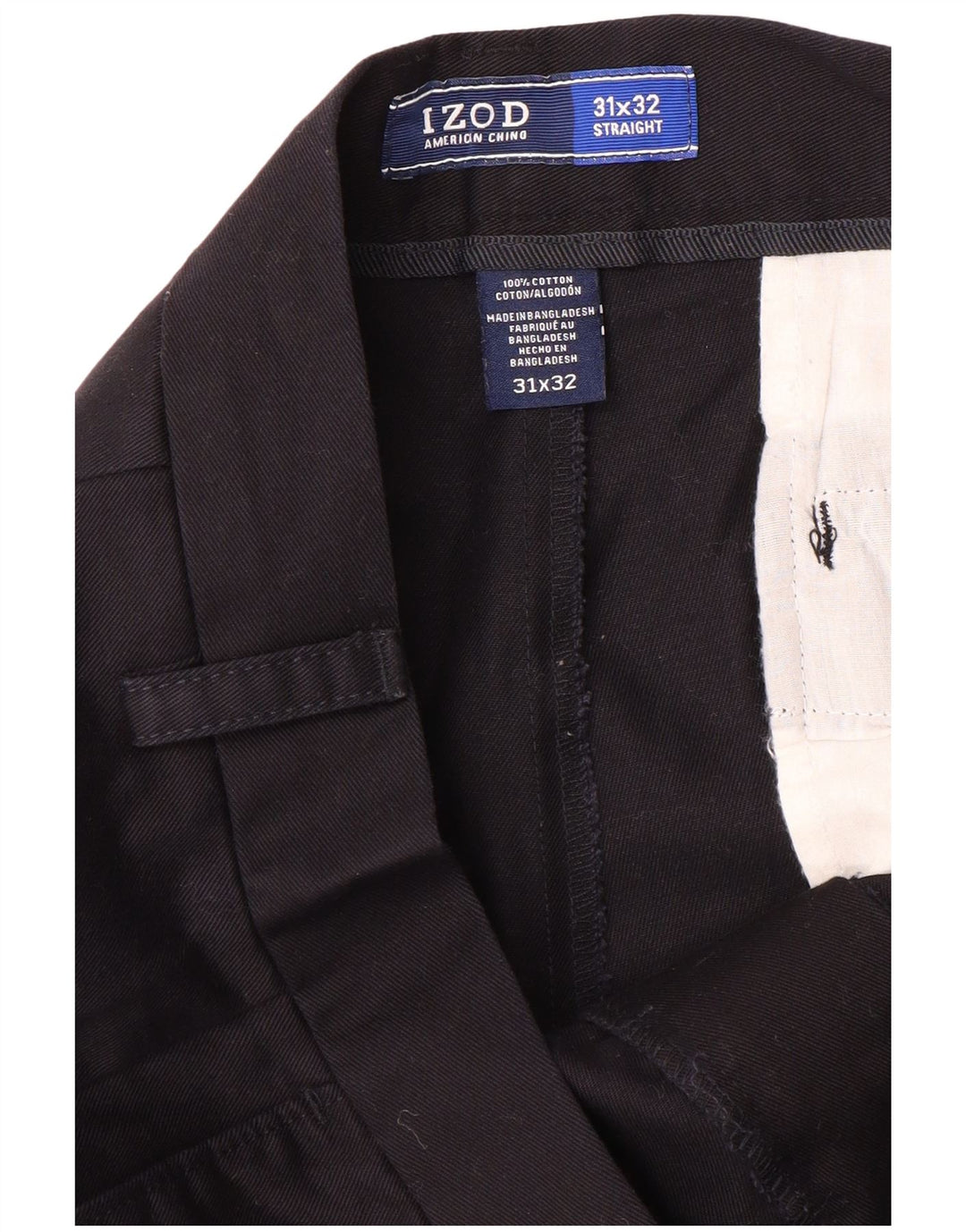 Pantaloni chino dritti da uomo IZOD W31 L32 in cotone blu navy