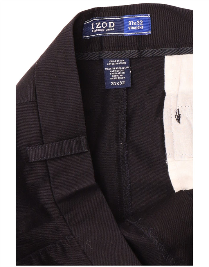 Pantaloni chino dritti da uomo IZOD W31 L32 in cotone blu navy