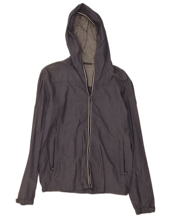 Giacca a Vento da Uomo con Cappuccio Trussardi Jeans IT 48 Grigio Medio