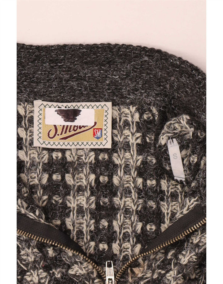 Maglione da uomo S.Moritz con zip e collo a righe piccole grigie