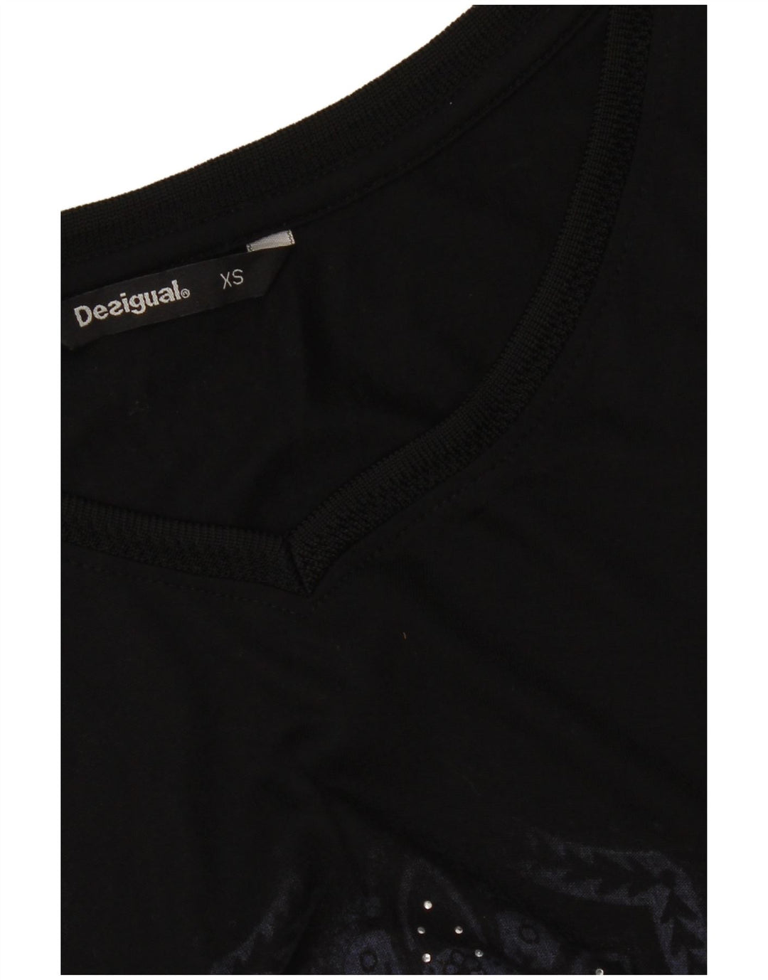 Desigual Top tunica senza maniche da donna con motivo astratto UK 6 XS Nero