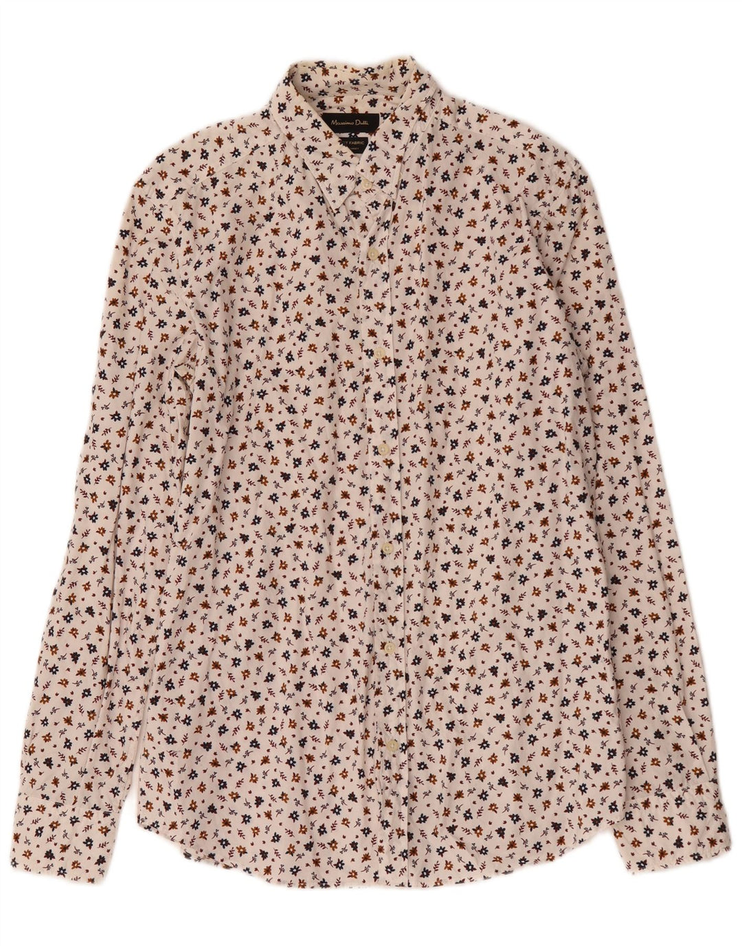 Camicia da uomo Massimo Dutti in cotone floreale bianco medio