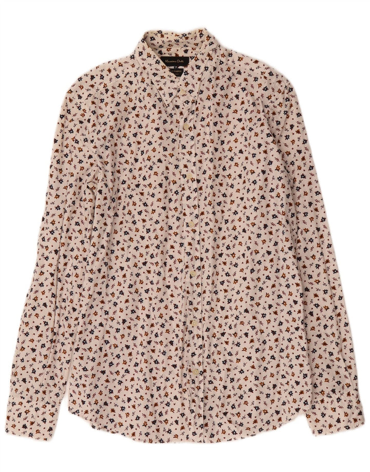 Camicia da uomo Massimo Dutti in cotone floreale bianco medio