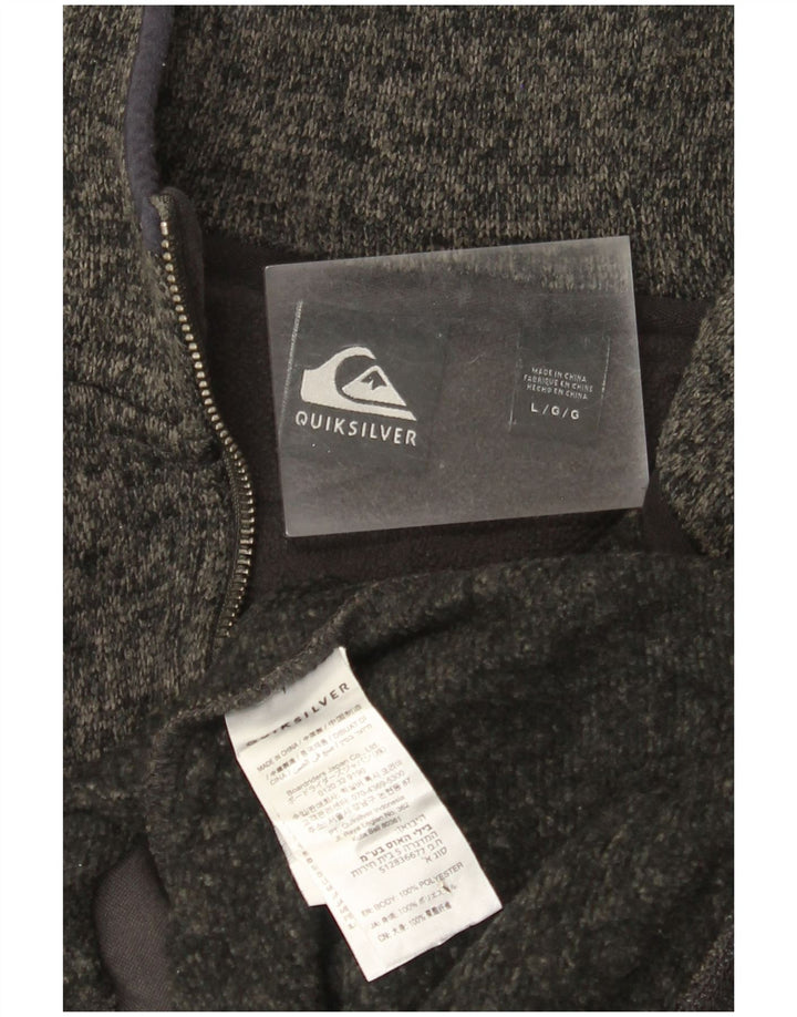 Maglione con cappuccio e zip da uomo Quiksilver grande in poliestere color block grigio