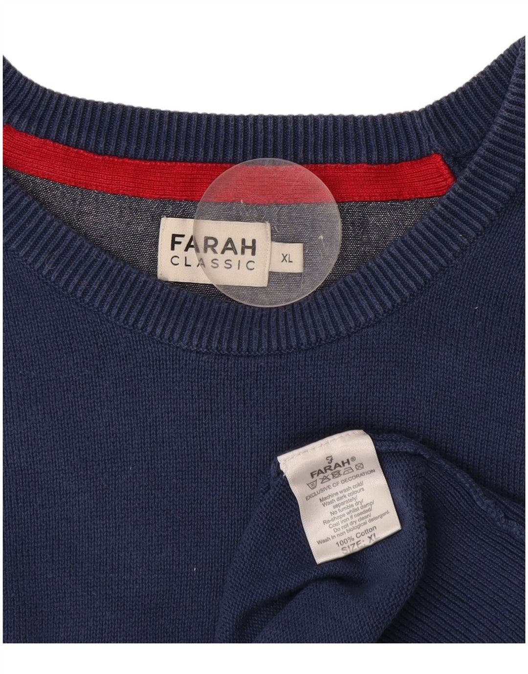 Maglione classico da uomo Farah con scollo a barca XL in cotone blu navy
