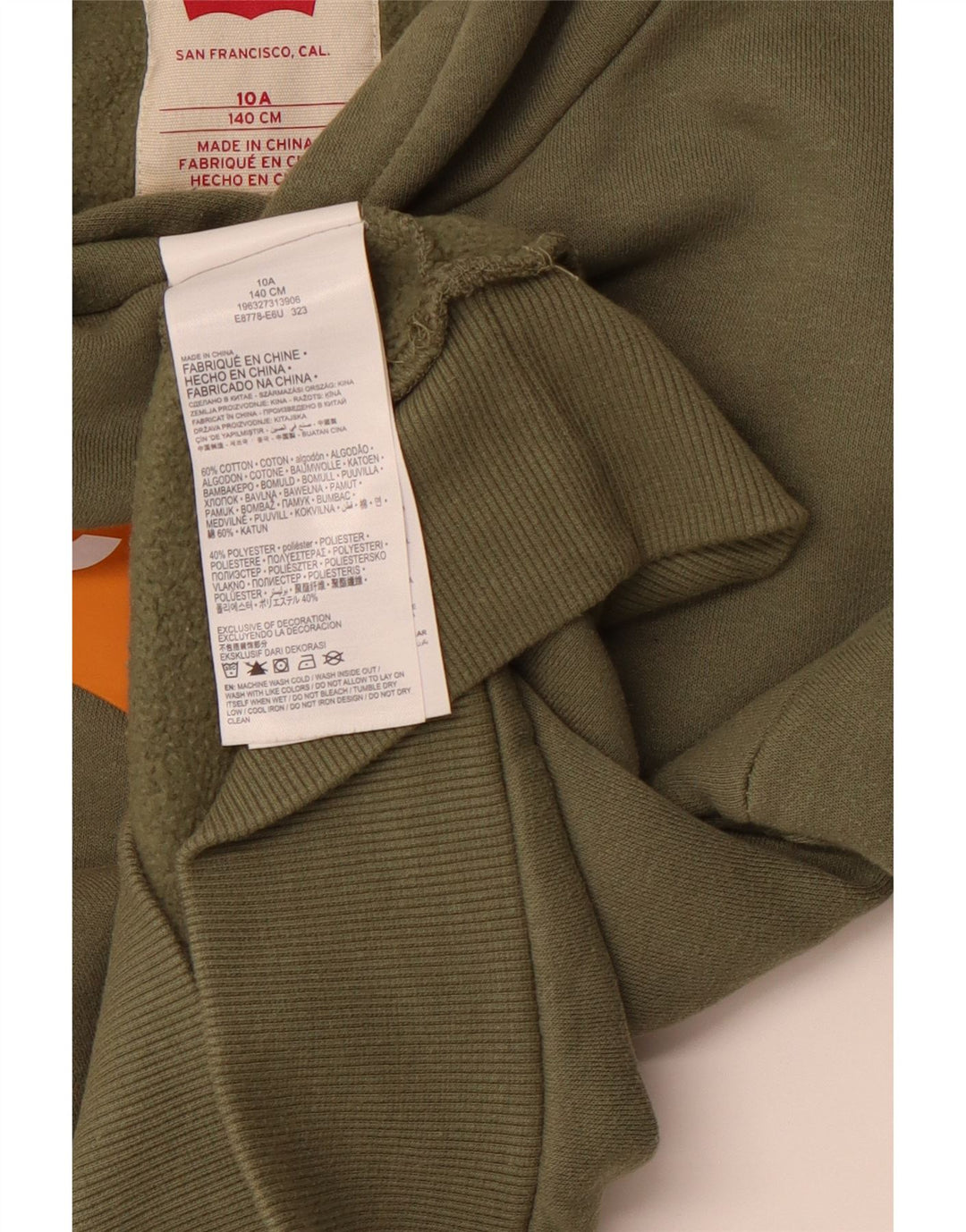 Maglione con cappuccio grafico LEVI'S per ragazzi 9-10 anni in cotone verde