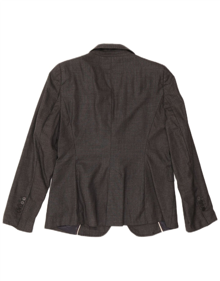 Giacca blazer a 1 bottone da donna Zara US 8 in lana grigio medio