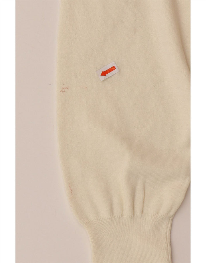 HUGO BOSS Mens Crew Neck Jumper Sweater Small Off White Cotton