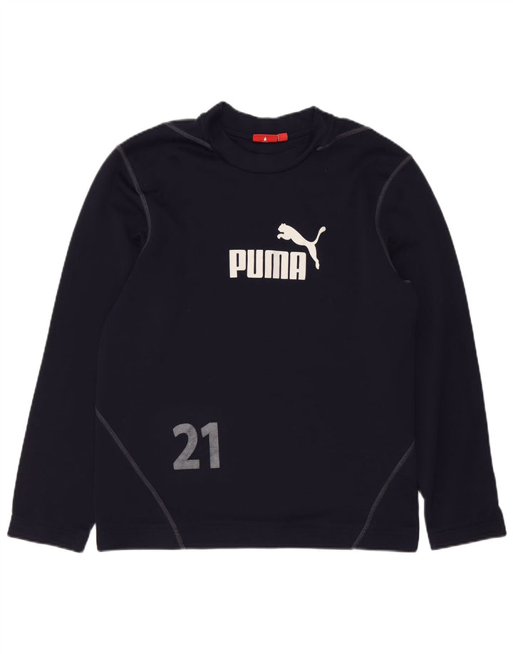 Puma Maglia grafica da uomo a maniche lunghe medio blu navy