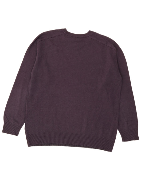 Adidas Uomo Girocollo Maglione Maglione XL Viola a Strisce Acrilico