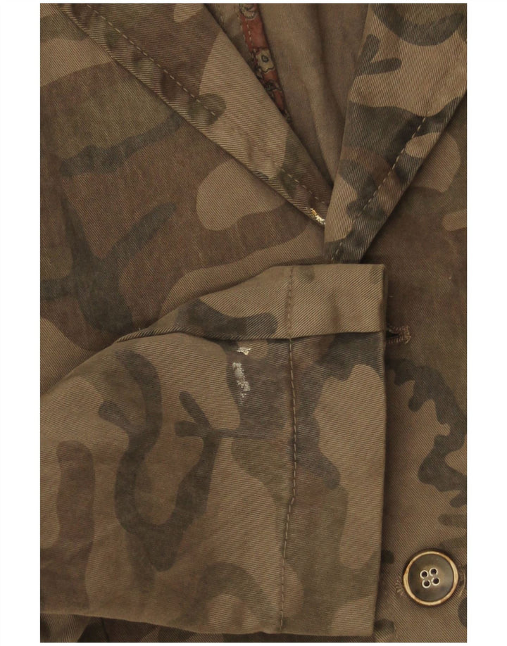 Guess Giacca Blazer da Uomo a 3 Bottoni IT 46 Piccola in Cotone Mimetico Marrone