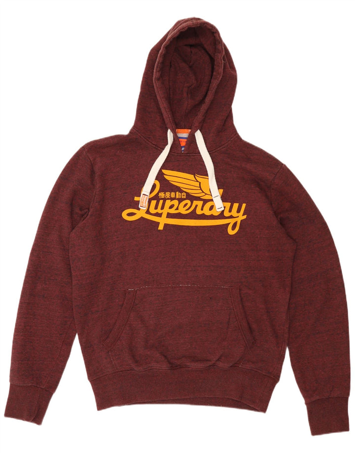 Felpa con cappuccio grafica da uomo Superdry XL bordeaux in poliestere