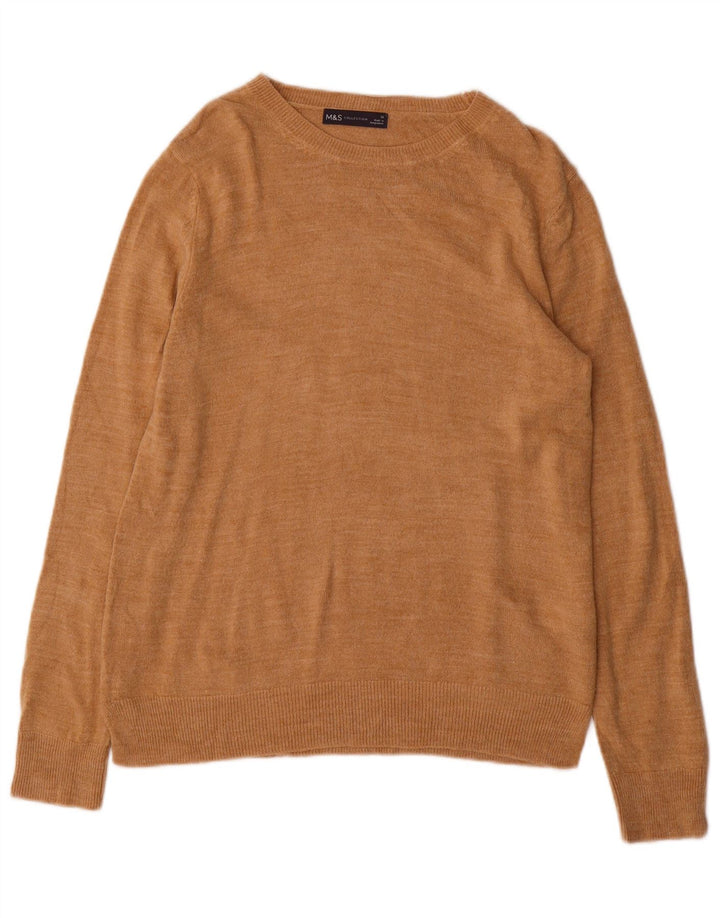 MARKS & SPENCER Maglione da donna con scollo a barca UK 12 Acrilico marrone medio