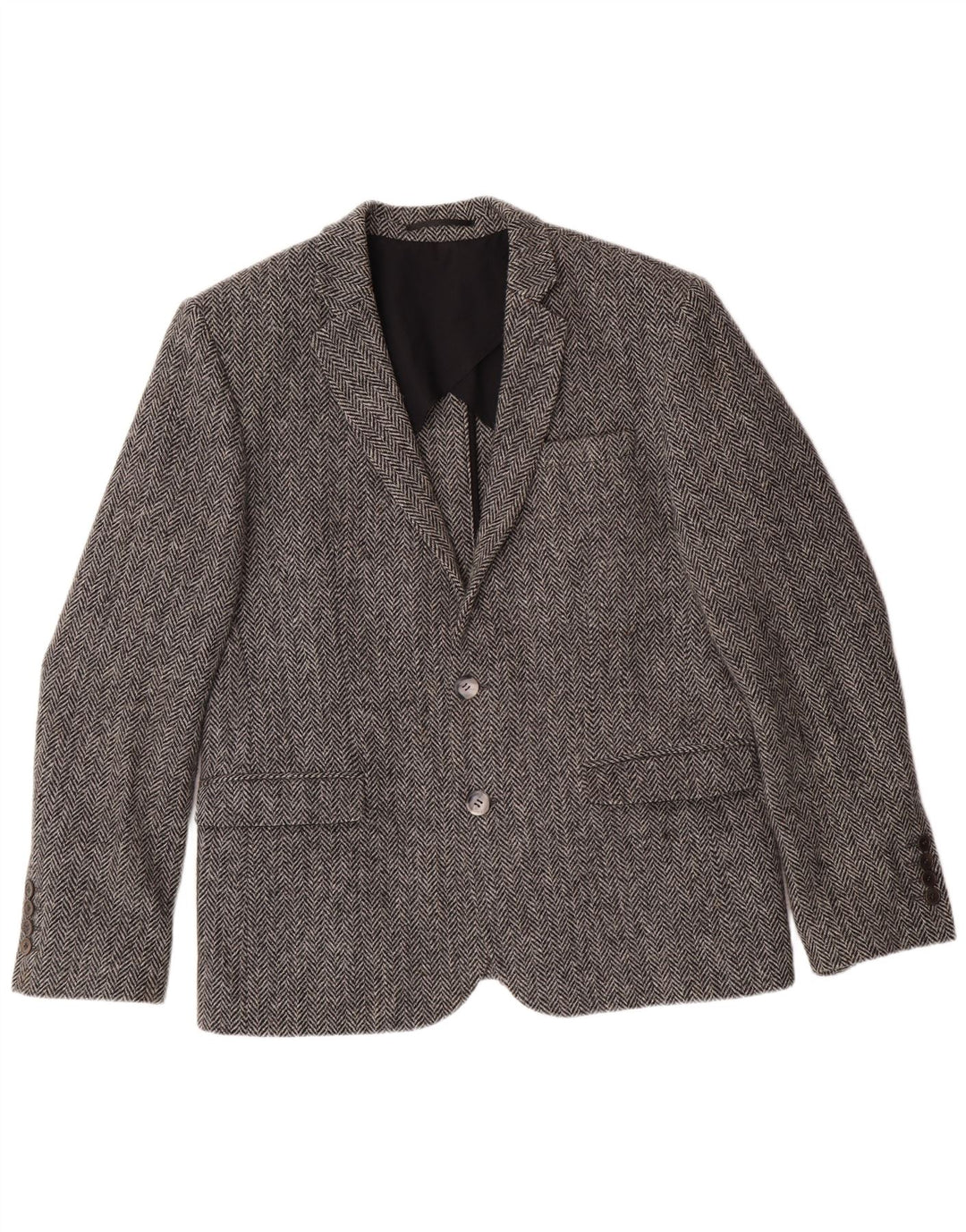 Giacca blazer da uomo HARRIS TWEED UK 40 grande classica a spina di pesce grigia