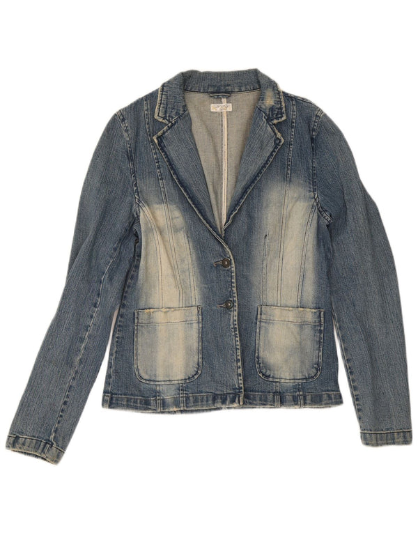 Giacca blazer in denim a 2 bottoni da donna Topshop UK 14 cotone blu medio
