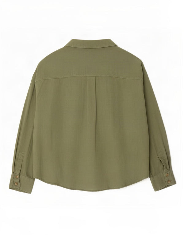 Camicia overshirt da donna Zara UK 14 Lino verde medio