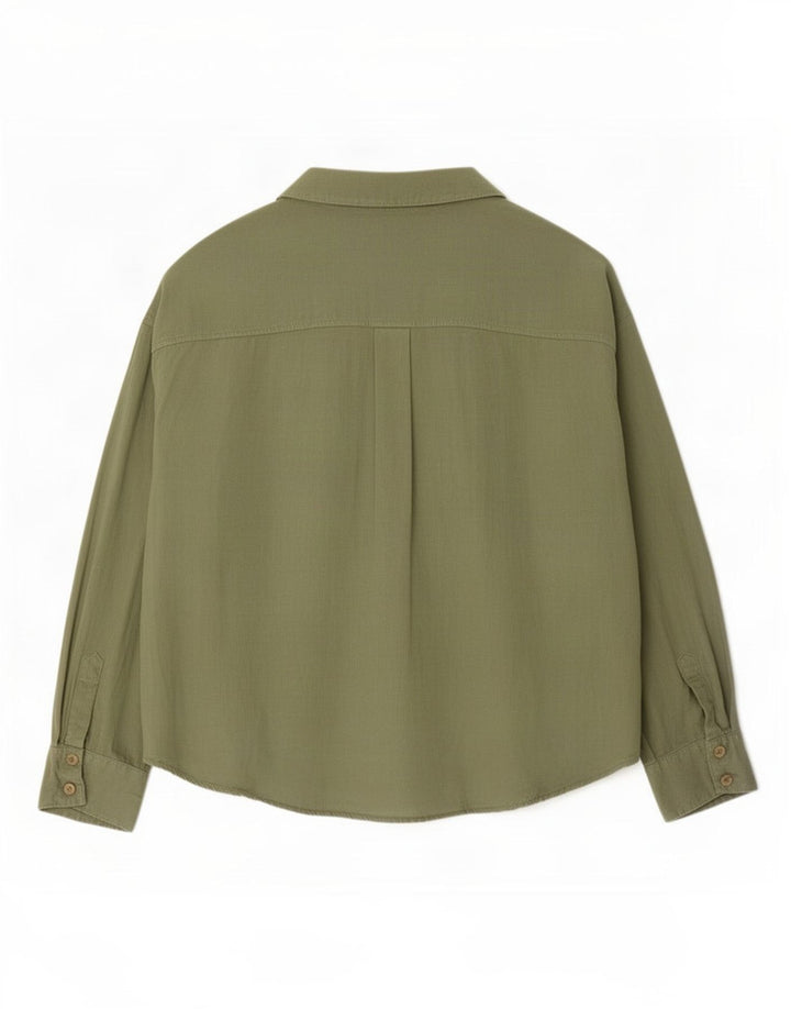 Camicia overshirt da donna Zara UK 14 Lino verde medio
