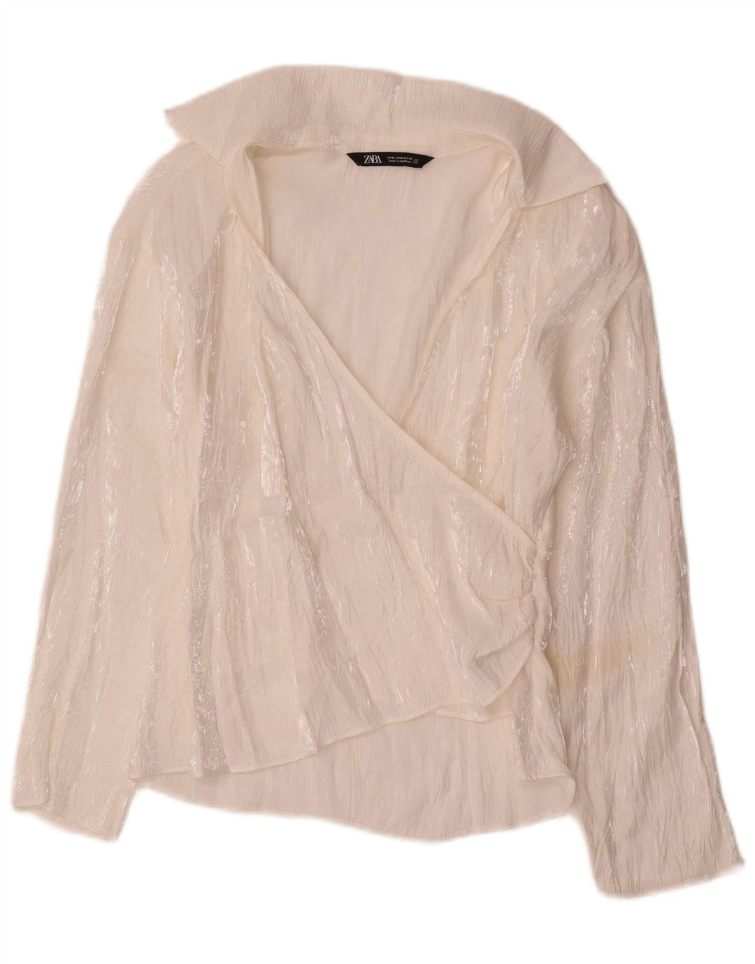 Top Zara a maniche lunghe da donna, UK 12, viscosa bianca media