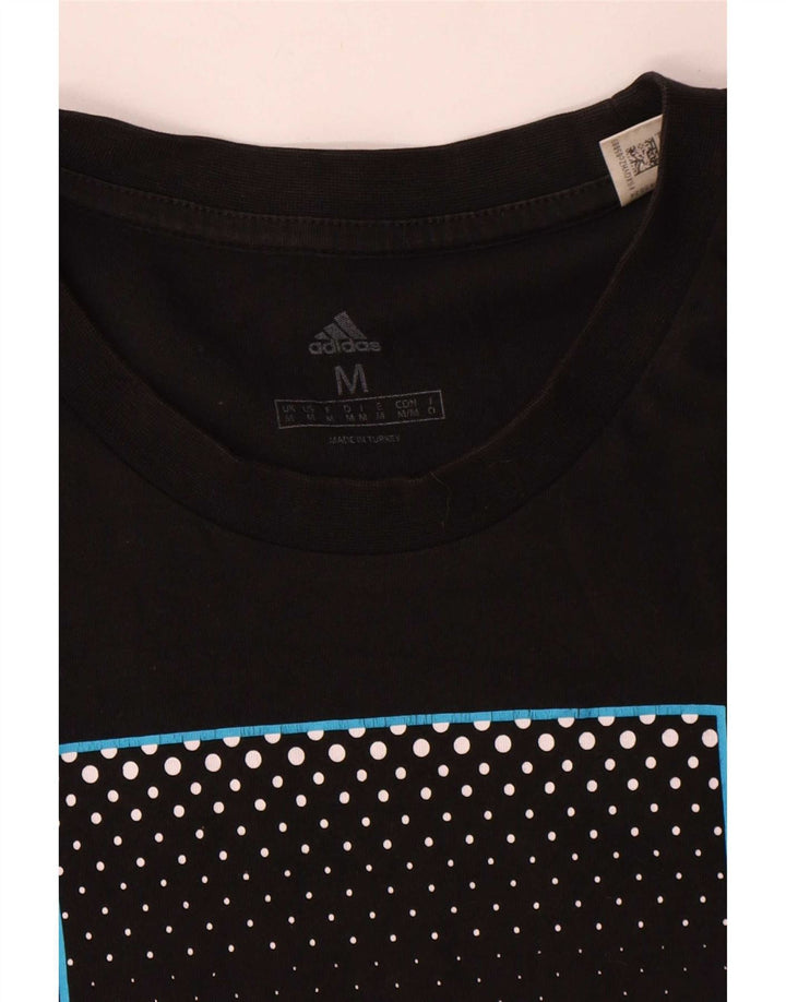 T-shirt grafica Adidas da uomo con tre strisce, cotone medio nero