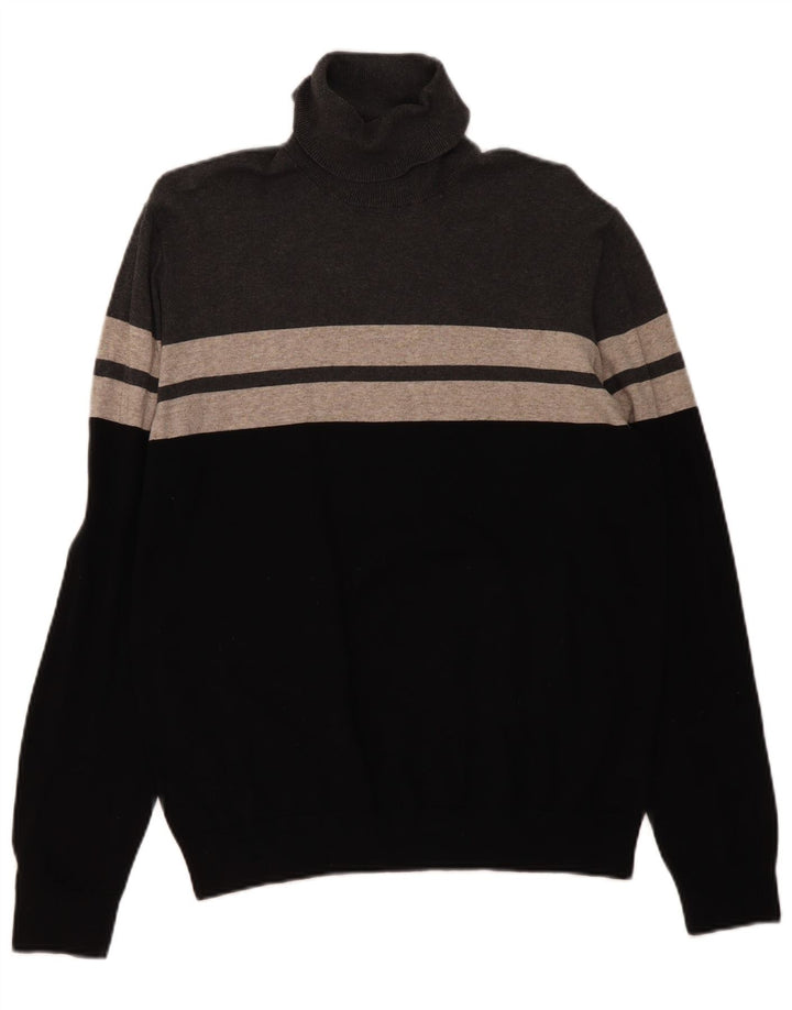 Maglione maglione a collo alto da uomo Marks & Spencer grande color block nero