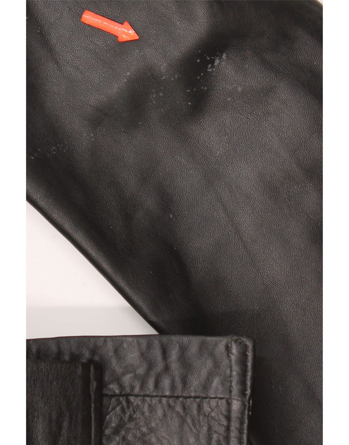 Cappotto in pelle da uomo vintage UK 38 in pelle nera media