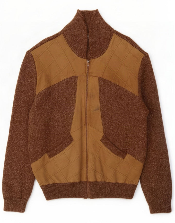 Sercap Maglione cardigan da uomo marrone medio Colourblock