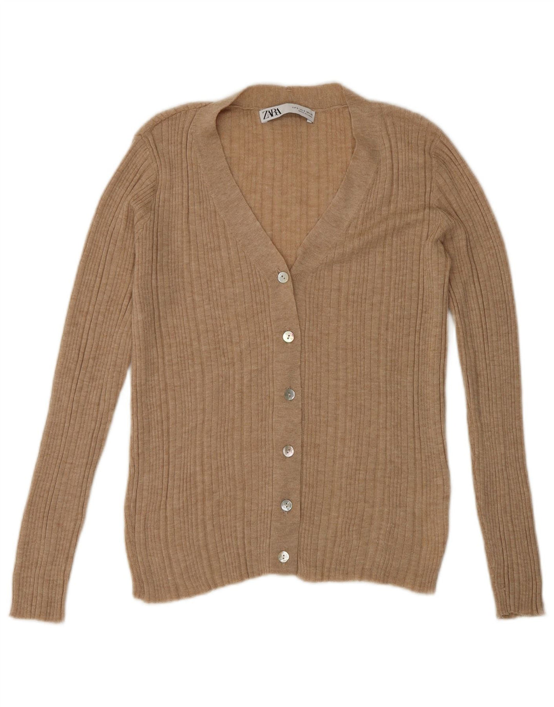 Maglione cardigan da donna Zara UK 10 piccolo nylon beige