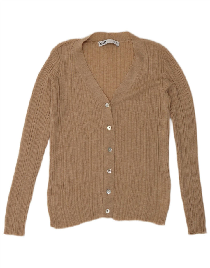 Maglione cardigan da donna Zara UK 10 piccolo nylon beige
