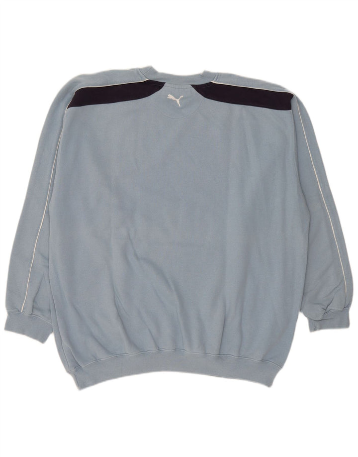 Felpa grafica da uomo Puma Jumper XL Blu Colourblock in cotone