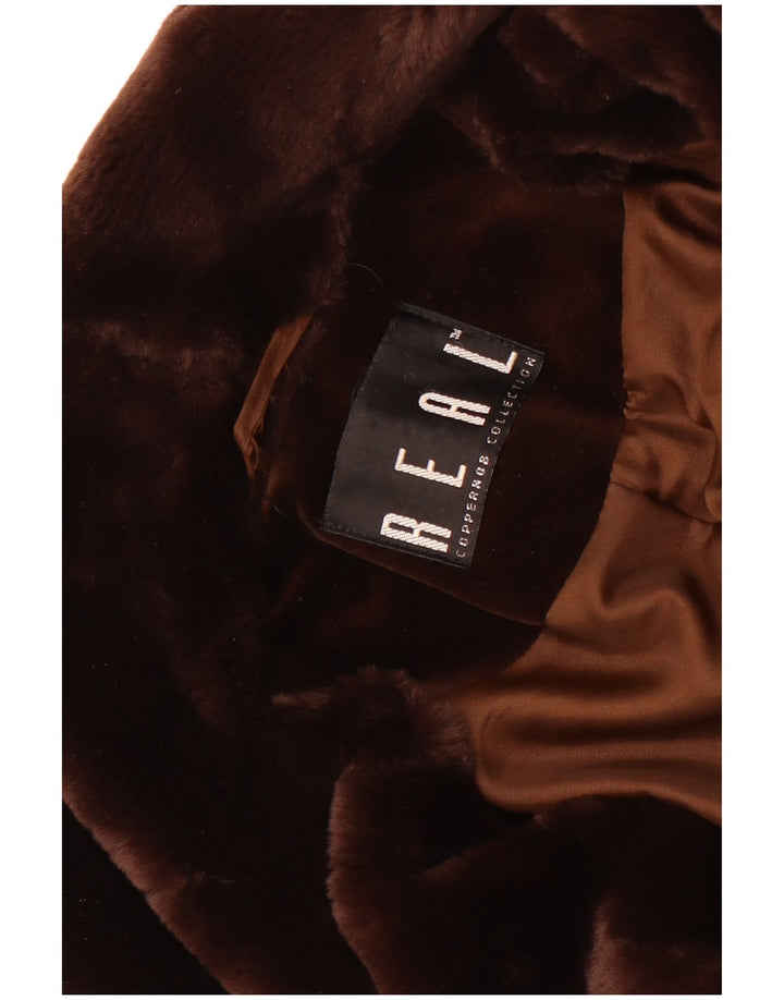 Soprabito vintage in velluto da donna UK 10 piccolo marrone