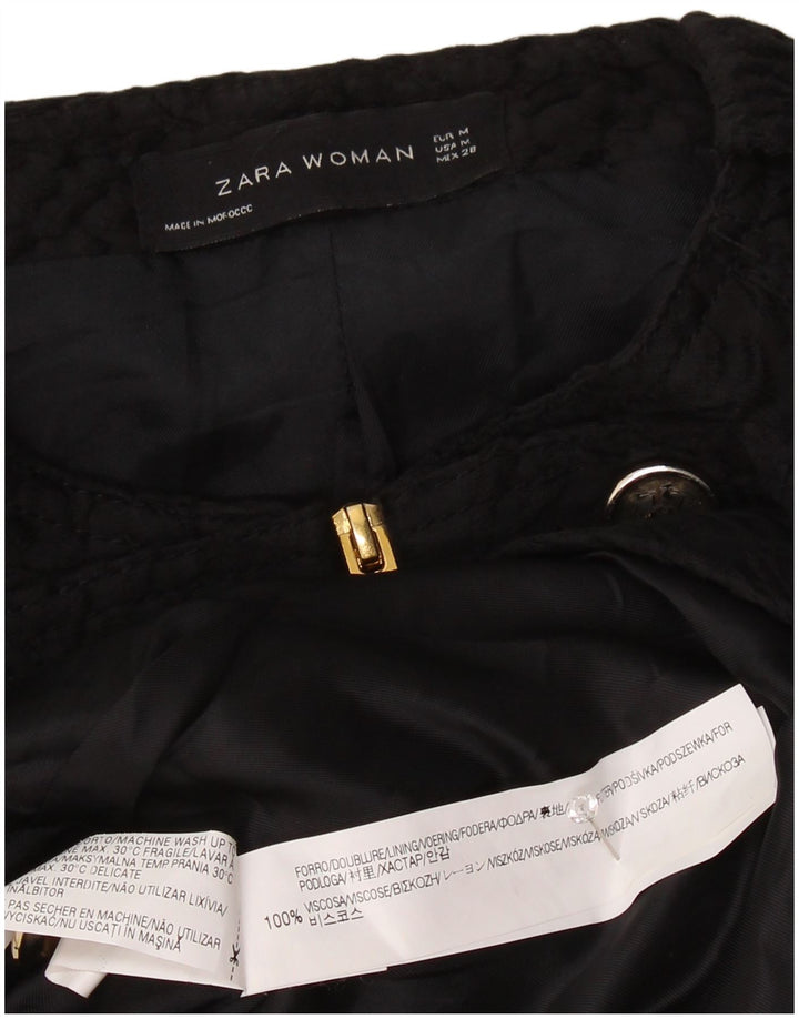 Giacca blazer militare da donna Zara UK 12 viscosa Chevron nera media