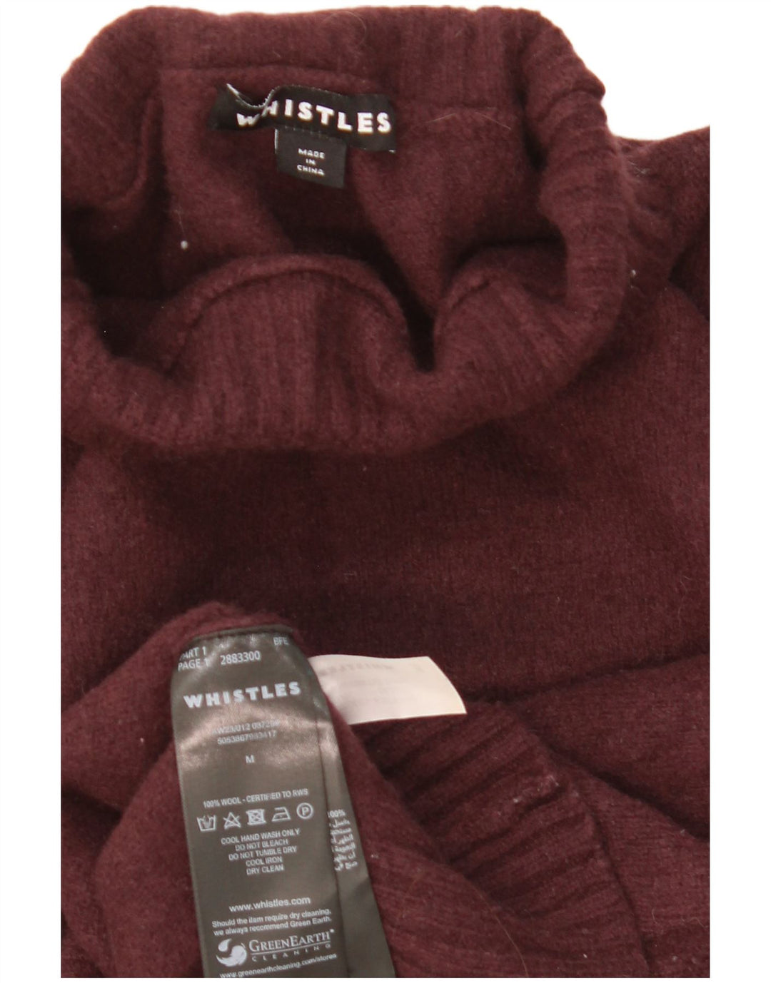 Maglione da donna con collo alto e collo alto Whistles UK 14 Lana marrone medio medio
