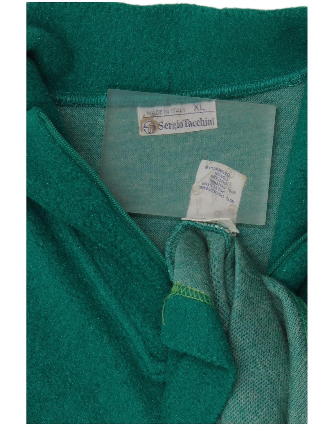 Maglione in pile da uomo Sergio Tacchini con zip e collo XL verde poliestere