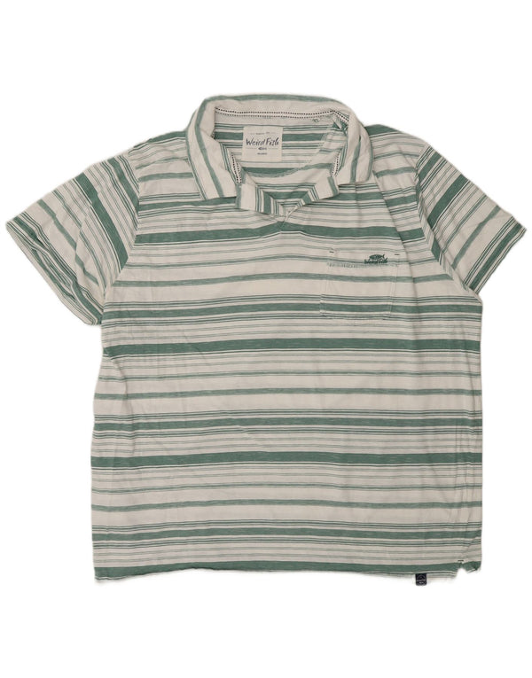 Polo da uomo Weird Fish 4XL cotone a righe verdi