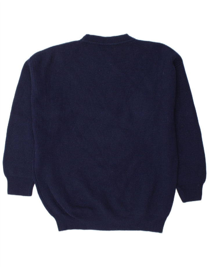 BENETTON Maglione da uomo girocollo maglione medio blu navy in lana vergine