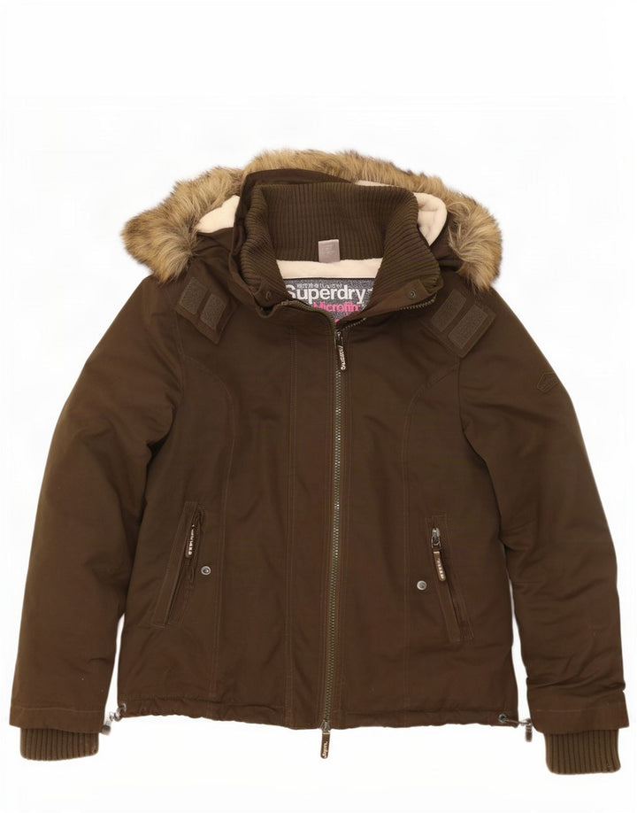 Giacca a vento con cappuccio da donna Superdry UK 18 XL Poliestere kaki