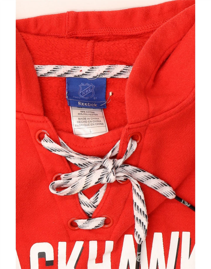 REEBOK Maglia da donna con cappuccio Chicago Blackhawks UK 16 Large Rosso Colorblock