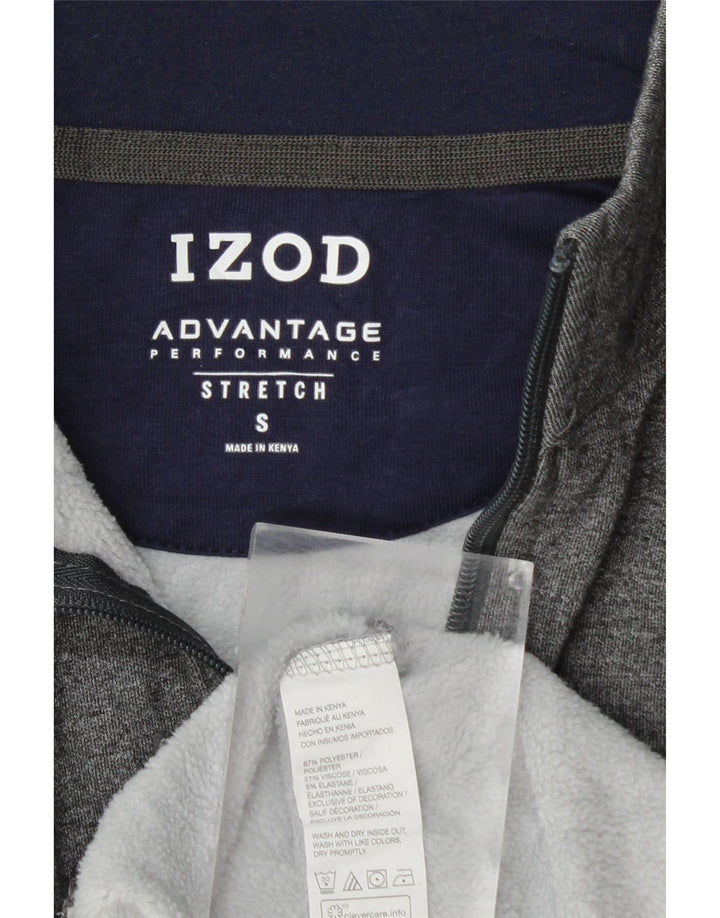 Felpa da uomo con zip e collo IZOD, piccola, in poliestere grigio