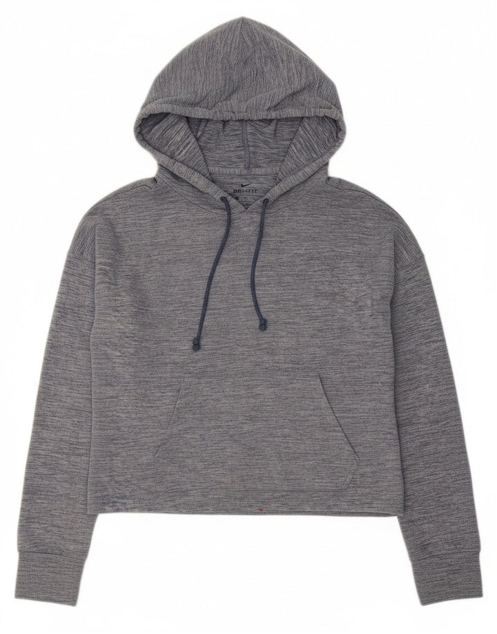 NIKE Womens Dri Fit Oversized Hoodie Jumper UK 10 Small Blue Polyester